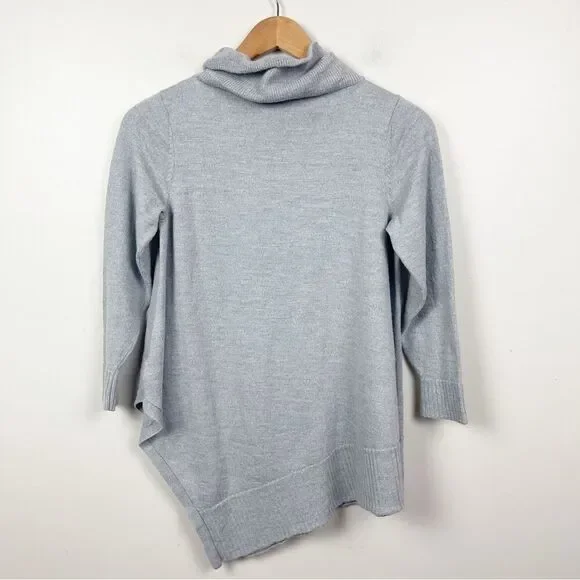 EILEEN FISHER MERINO WOOL ASYMMETRIC COWL NECK SOFT SWEATER SIZE PM - Picture 5 of 6